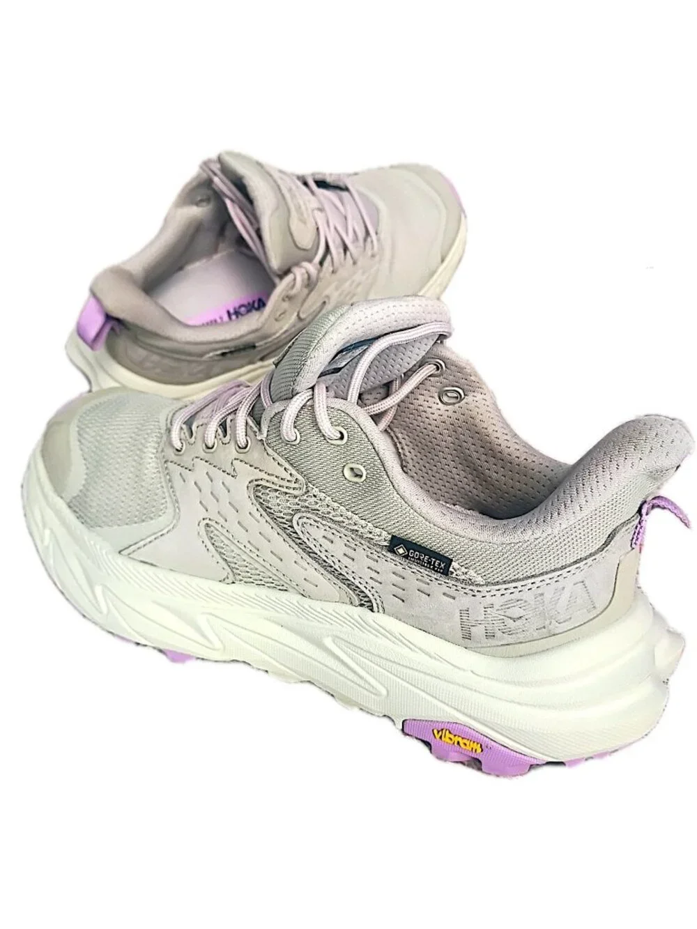 HOKA Anacapa 2 Low GTX Wide Womens 8 Hiking Shoes Gore-Tex Vibram Grey Lilac